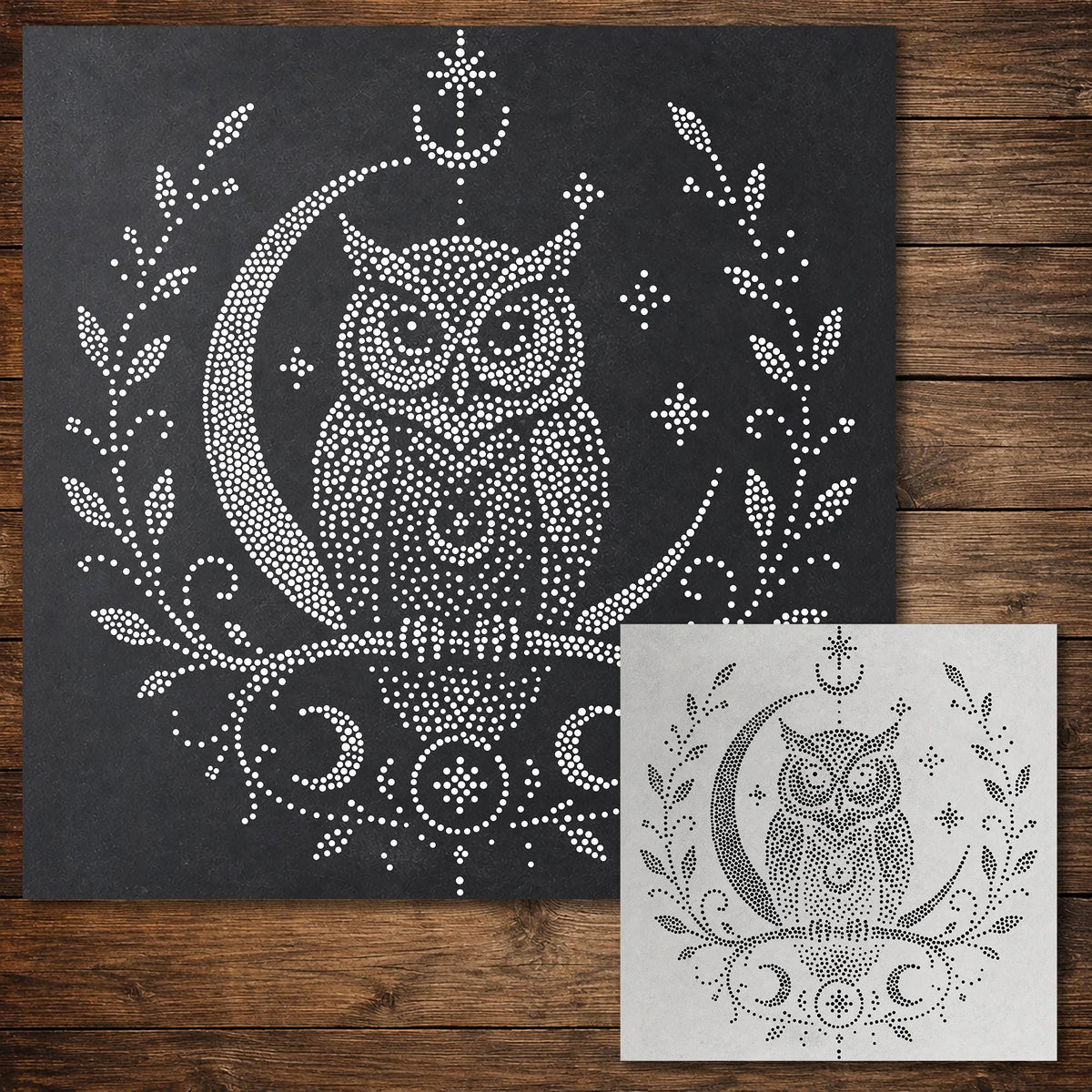 Celestial Owl reusable Mylar stencil