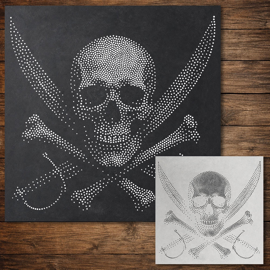 Skull & Crossbones with Swords reusable Mylar stencil