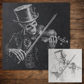 Skeleton Violinist Halloween reusable Mylar stencil