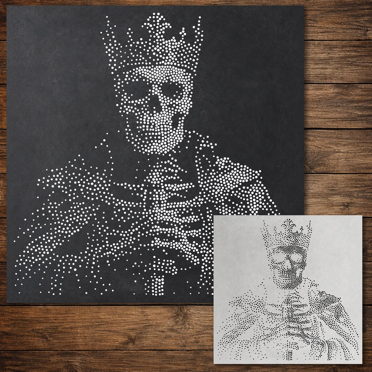 Skeletal King Halloween reusable Mylar stencil