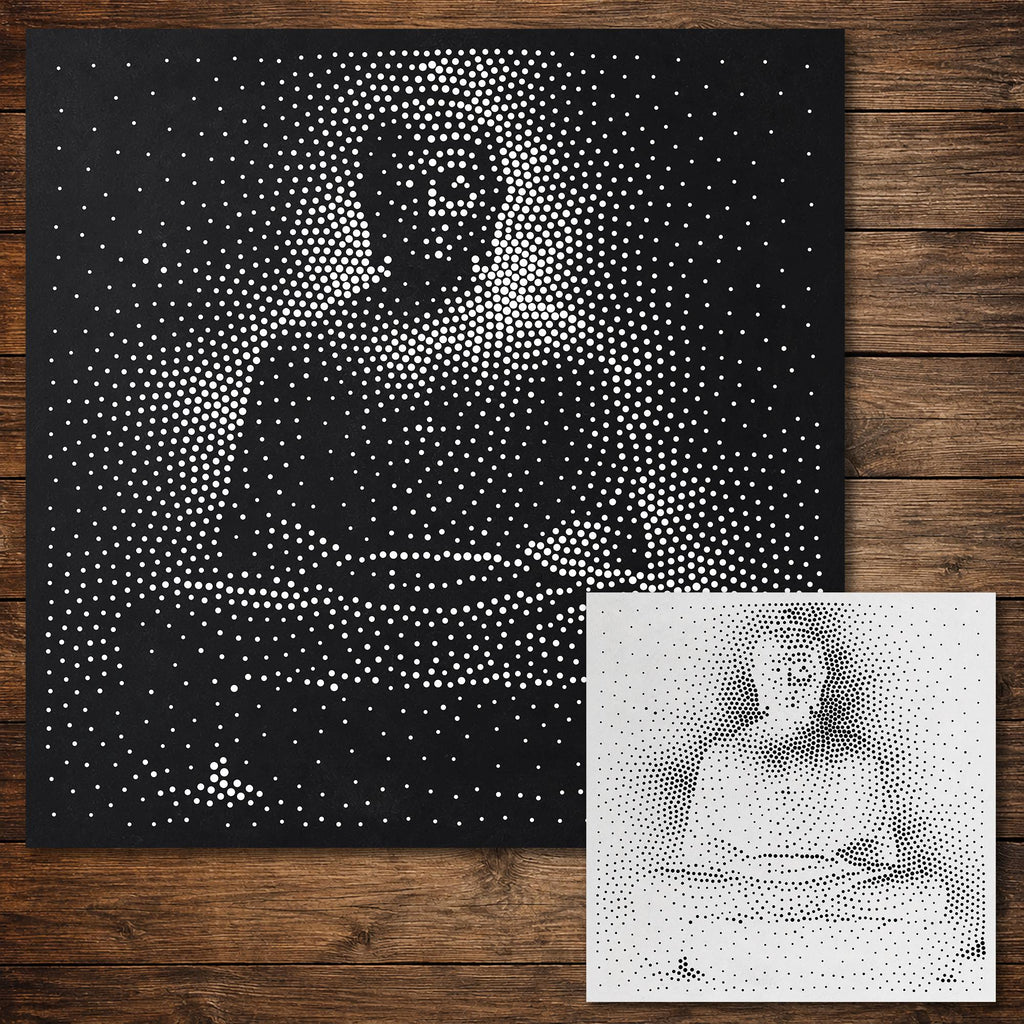 Buddha in Misty Meditation reusable Mylar stencil