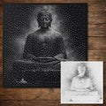 Buddha in Misty Meditation reusable Mylar stencil