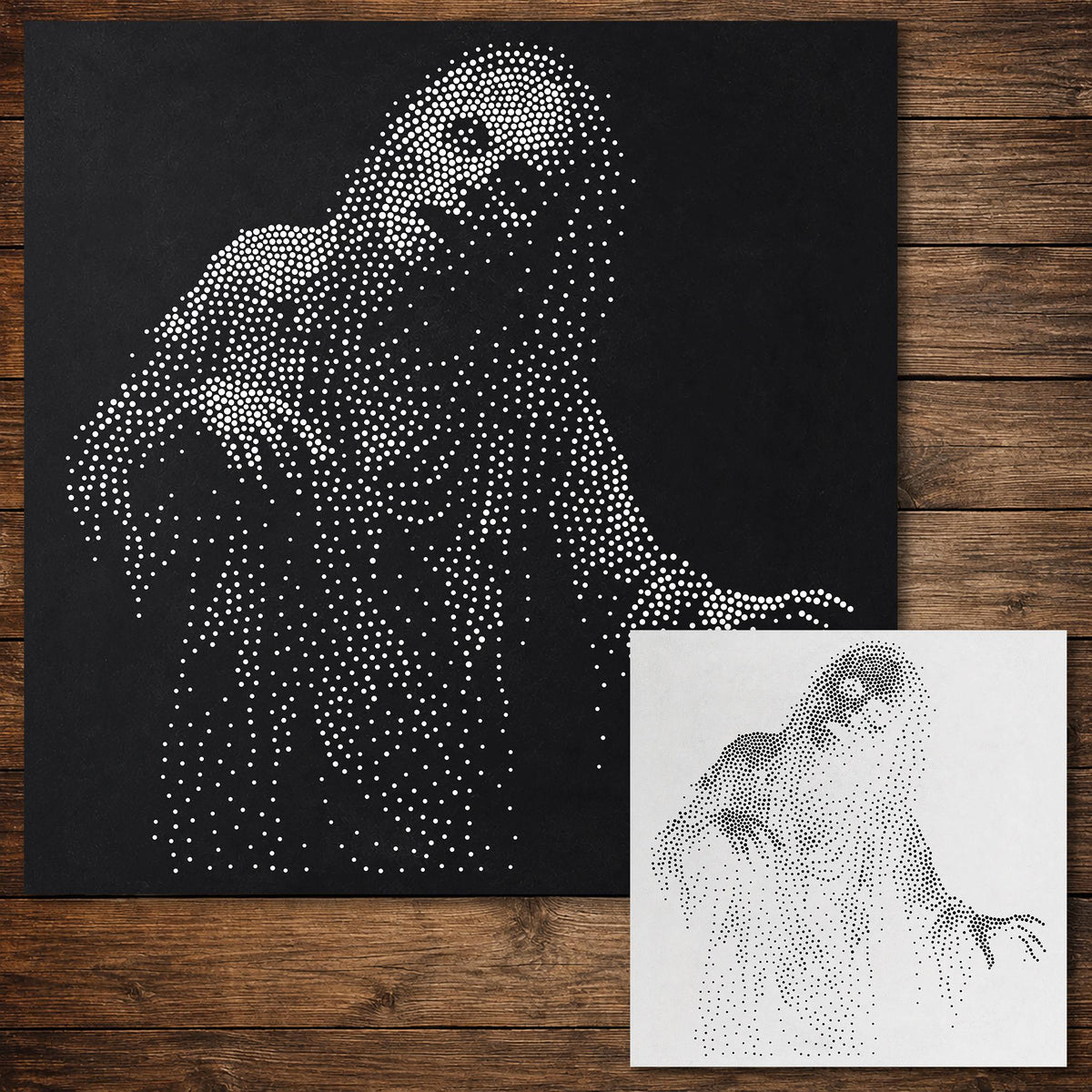 Creepy Zombie Stipple Art Halloween reusable Mylar stencil