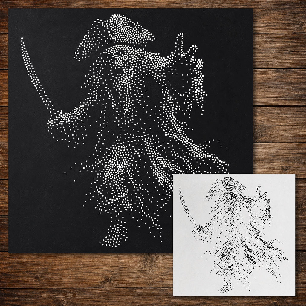 Undead Pirate Ghost Stipple Art Halloween reusable Mylar stencil