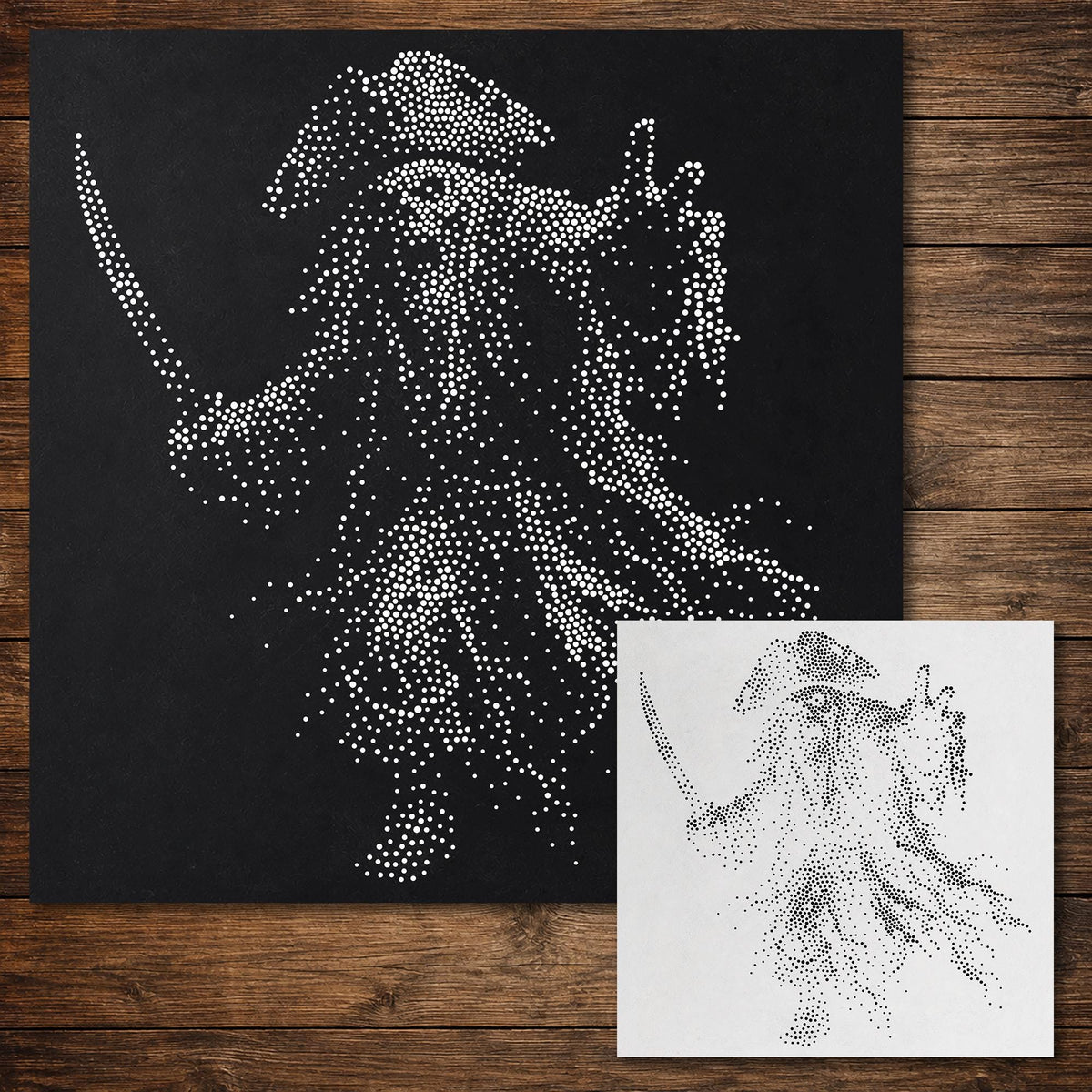 Undead Pirate Ghost Stipple Art Halloween reusable Mylar stencil