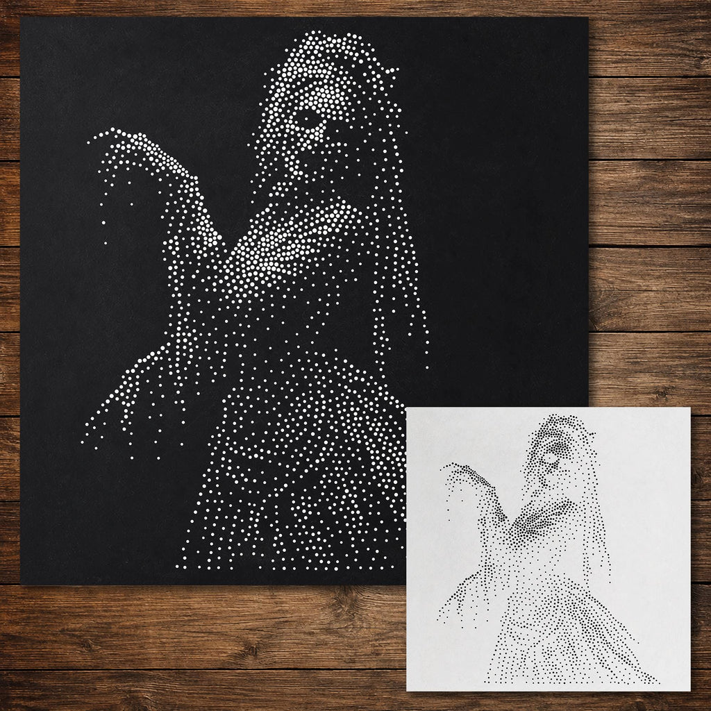 Victorian Lady Ghost Stipple Art Halloween reusable Mylar stencil