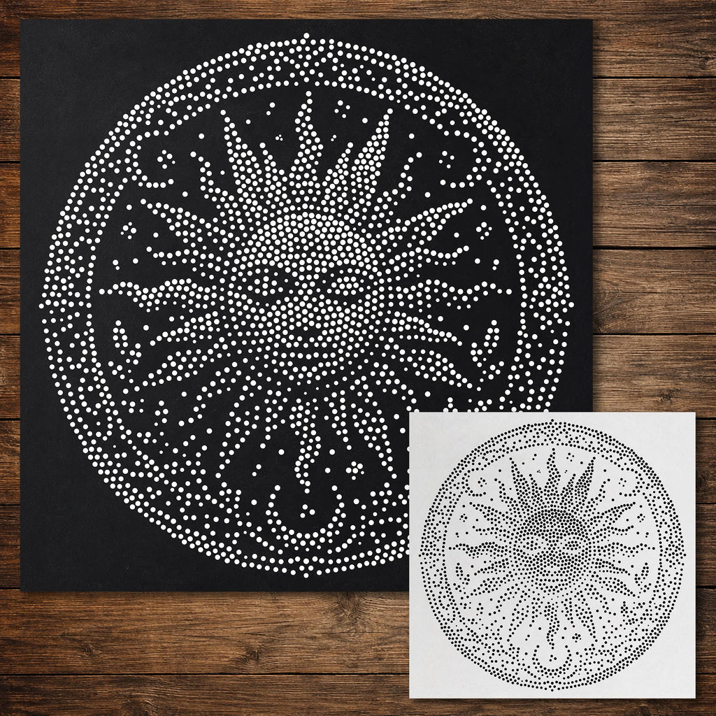 Celestial Sun and Moon Medallion reusable Mylar stencil