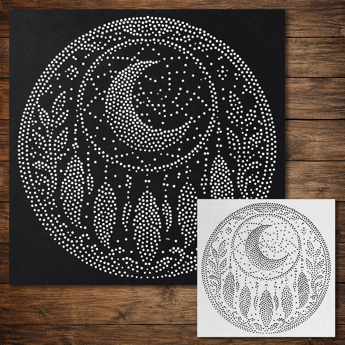 Moonlit Dreamcatcher Medallion reusable Mylar stencil