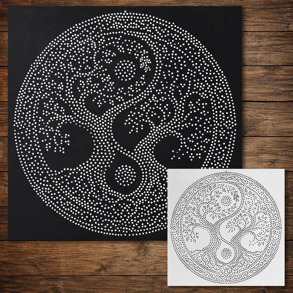 Intricate Yin Yang Tree Medallion reusable Mylar stencil