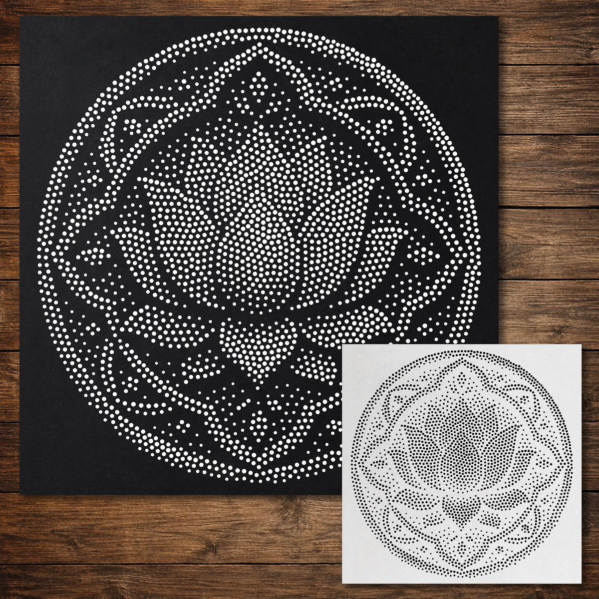Lotus Flower Mandala reusable Mylar stencil