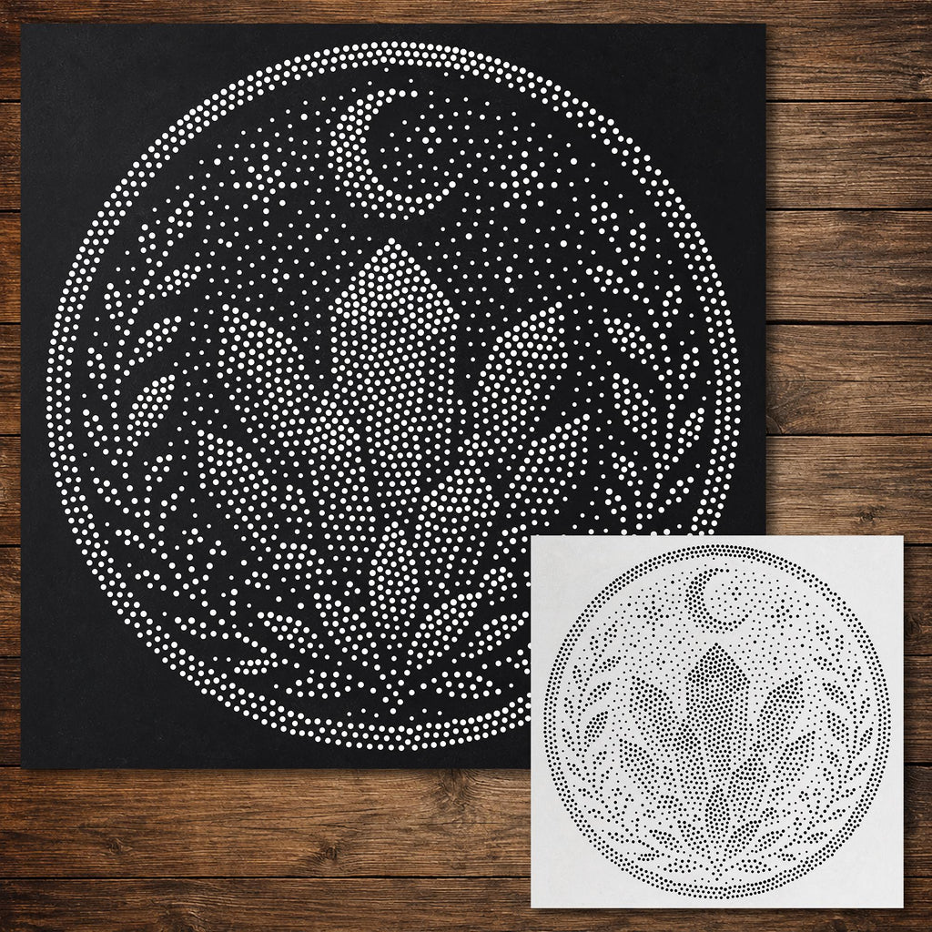 Celestial Crystal Medallion reusable Mylar stencil