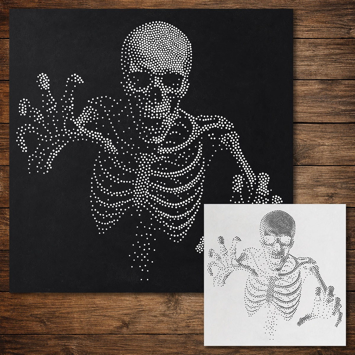 Skeleton Stipple Art Halloween reusable Mylar stencil