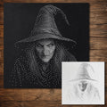 Witch Stipple Art Halloween reusable Mylar stencil
