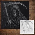 Skeleton Grim Reaper Stipple Art Halloween reusable Mylar stencil