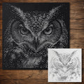 Realistic Owl Head Stipple Art Mylar reusable Mylar stencil