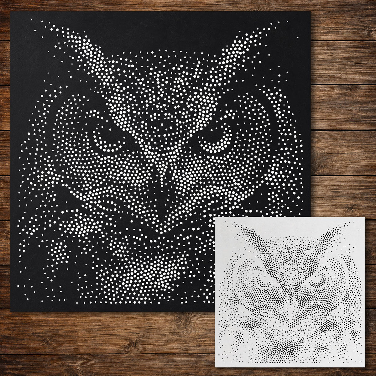 Realistic Owl Head Stipple Art Mylar reusable Mylar stencil