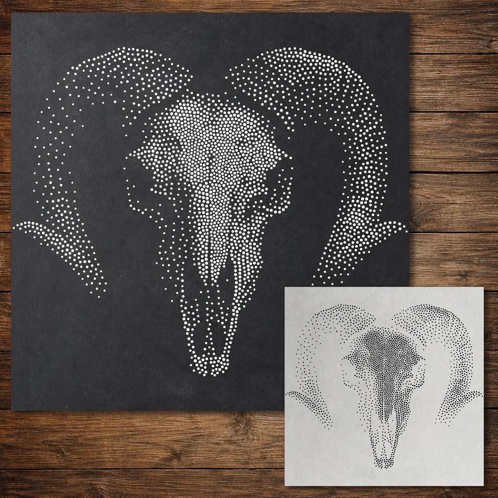Rams Skull Gothic reusable Mylar stencil