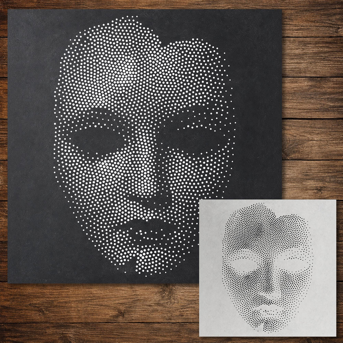 Creepy Porcelain Mask Halloween reusable Mylar stencil