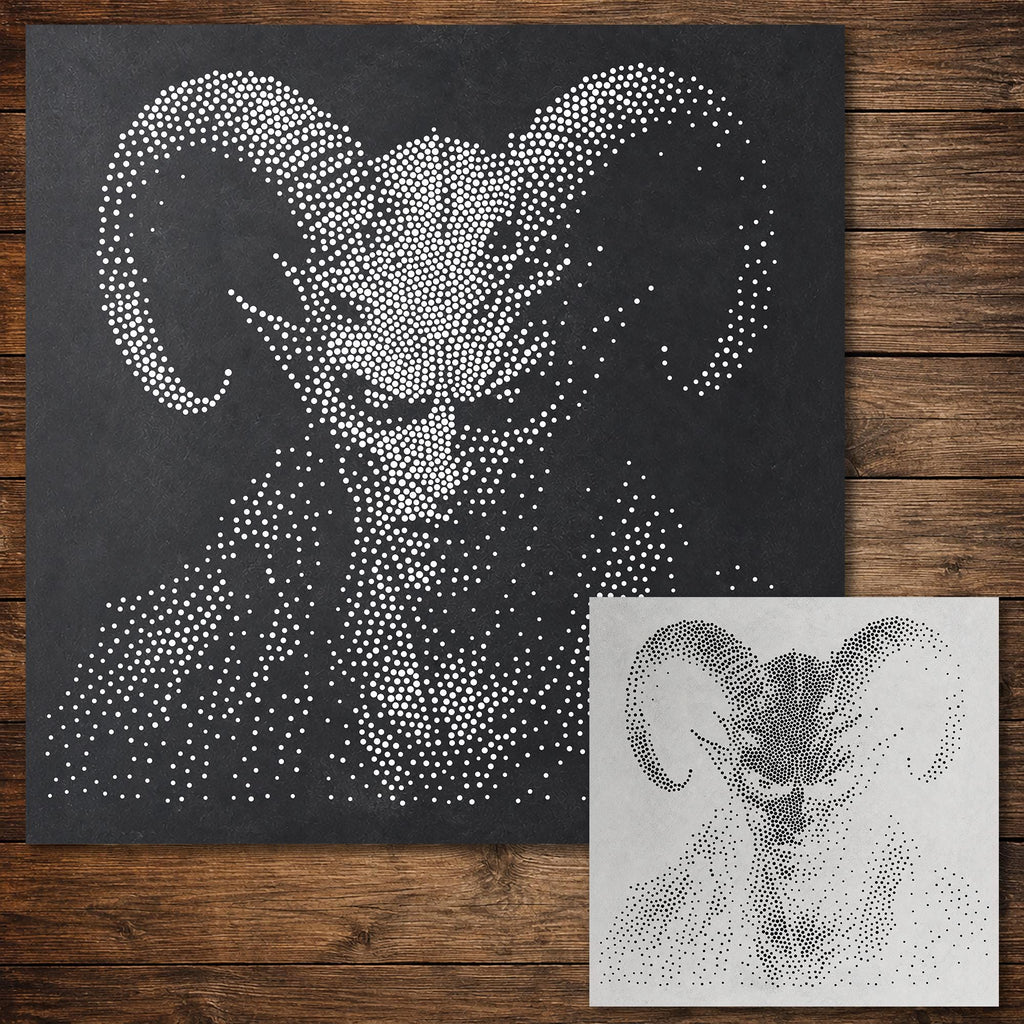 Demon Ram Head Halloween reusable Mylar stencil