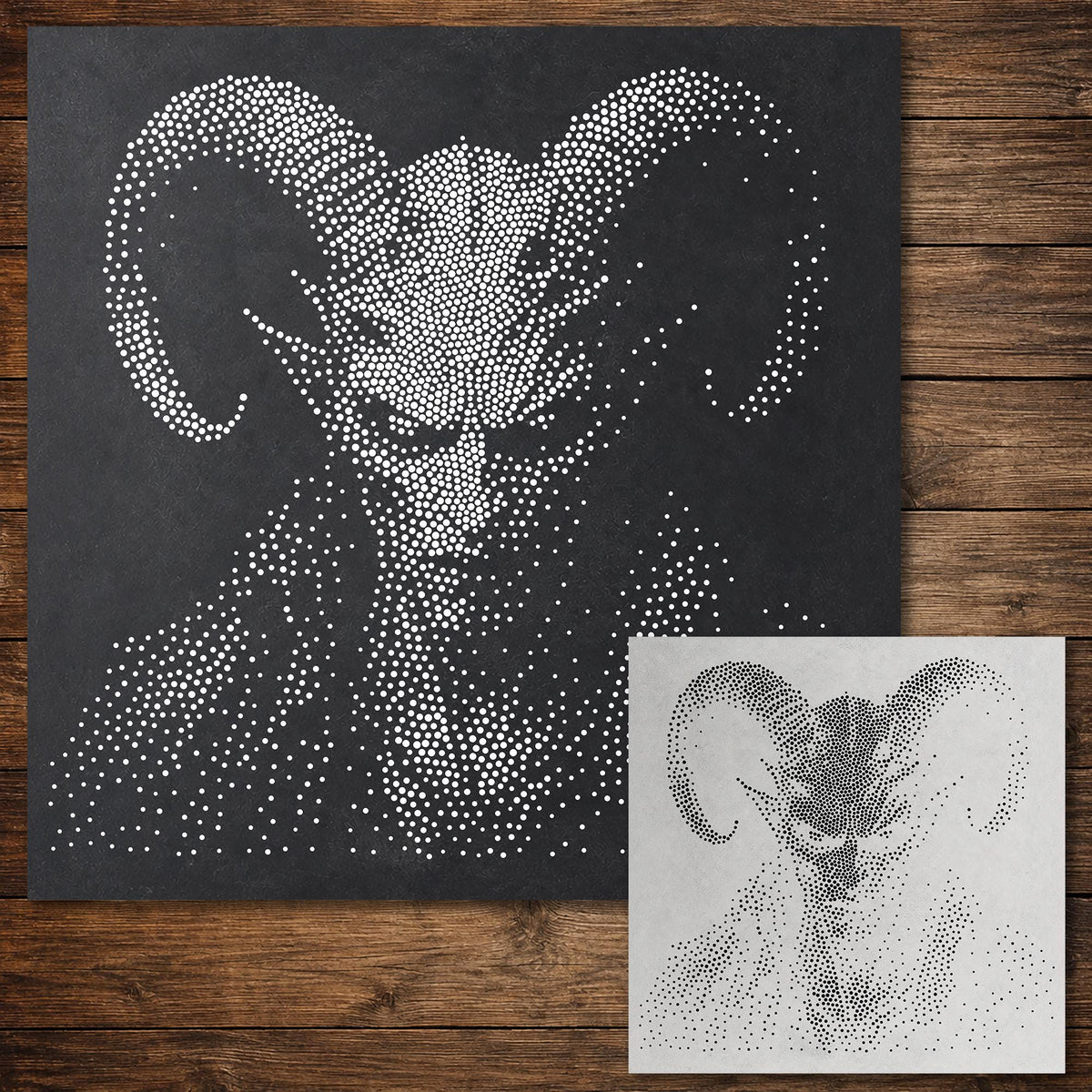 Demon Ram Head Halloween reusable Mylar stencil