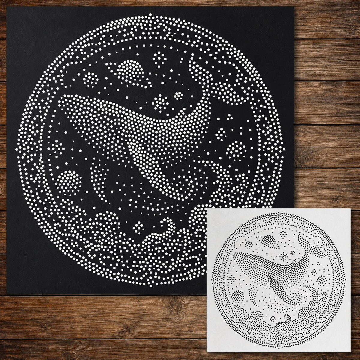 Cosmic Whale Medallion reusable Mylar stencil