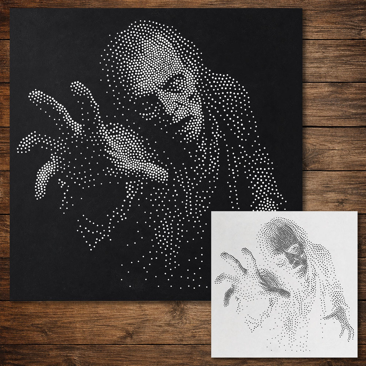 Male Zombie Reaching Forward Stipple Art Halloween reusable Mylar stencil