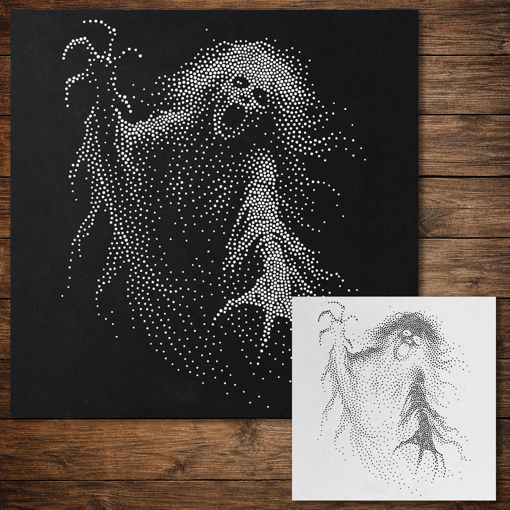 Screaming Banshee Ghost Stipple Art Halloween reusable Mylar stencil