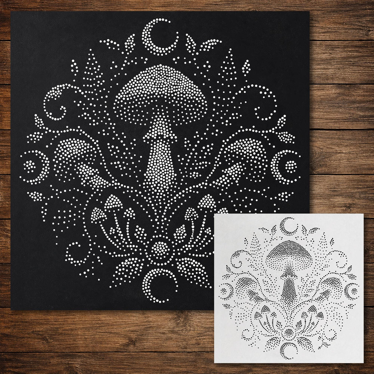 Mushroom Mandala reusable Mylar stencil