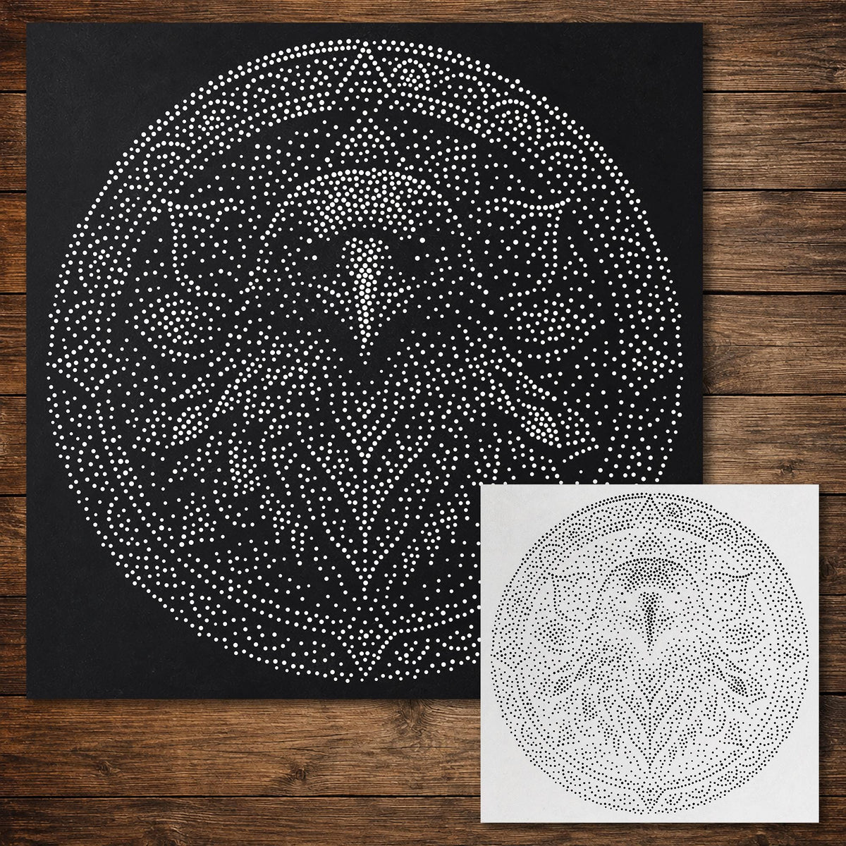 Raven Mandala reusable Mylar stencil