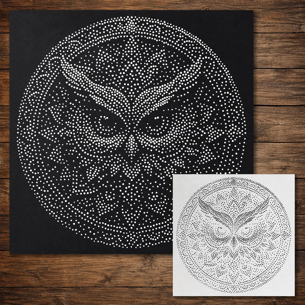 Owl Mandala reusable Mylar stencil