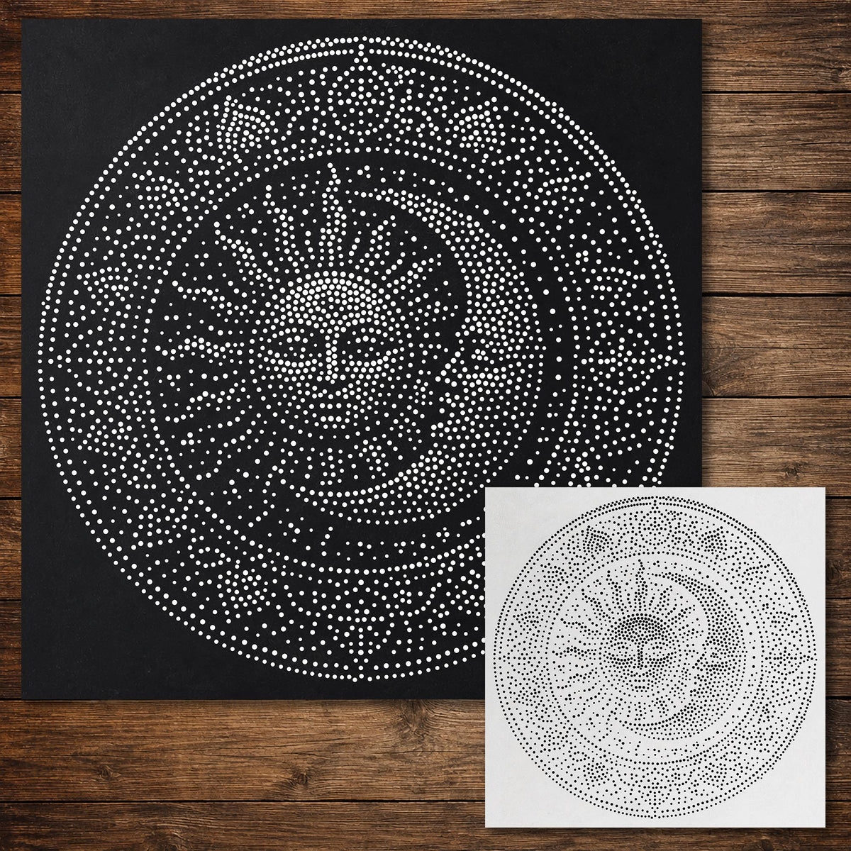 Sun Moon Mandala reusable Mylar stencil