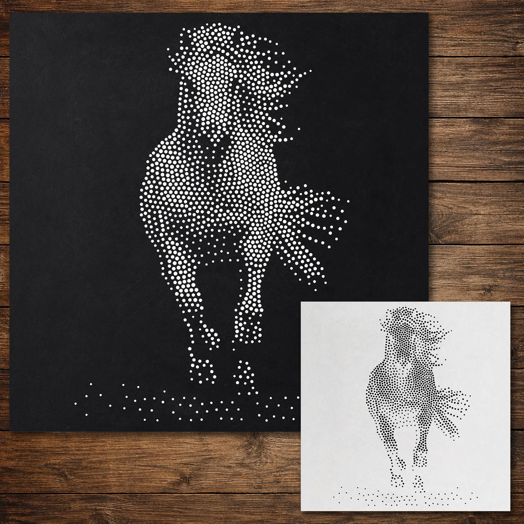 Galloping Horse Stipple Art Mylar reusable Mylar stencil