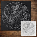 Tribal Rhino Mandala reusable Mylar stencil