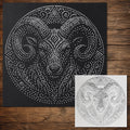 Tribal Ram Mandala reusable Mylar stencil