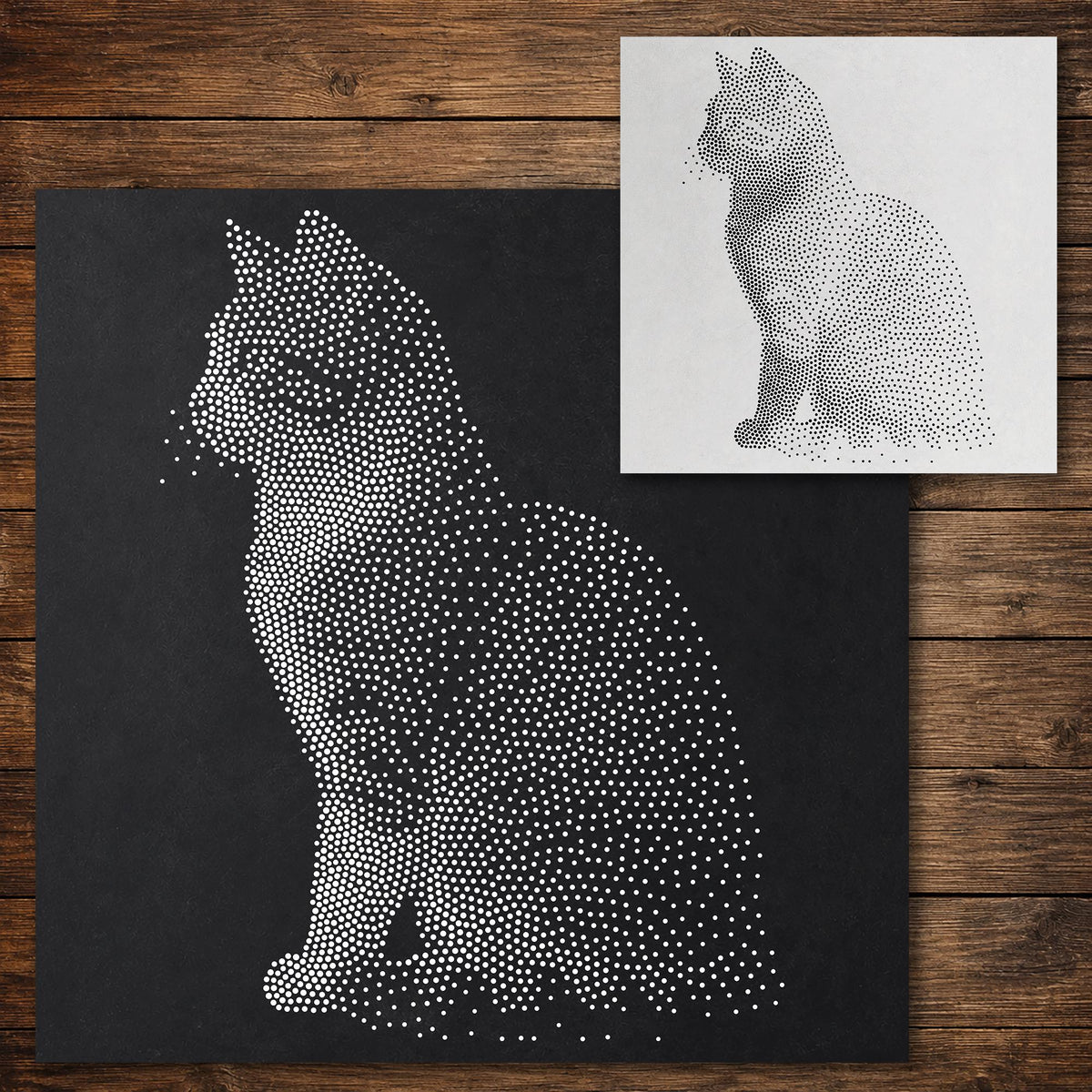 Cat Sitting reusable Mylar stencil