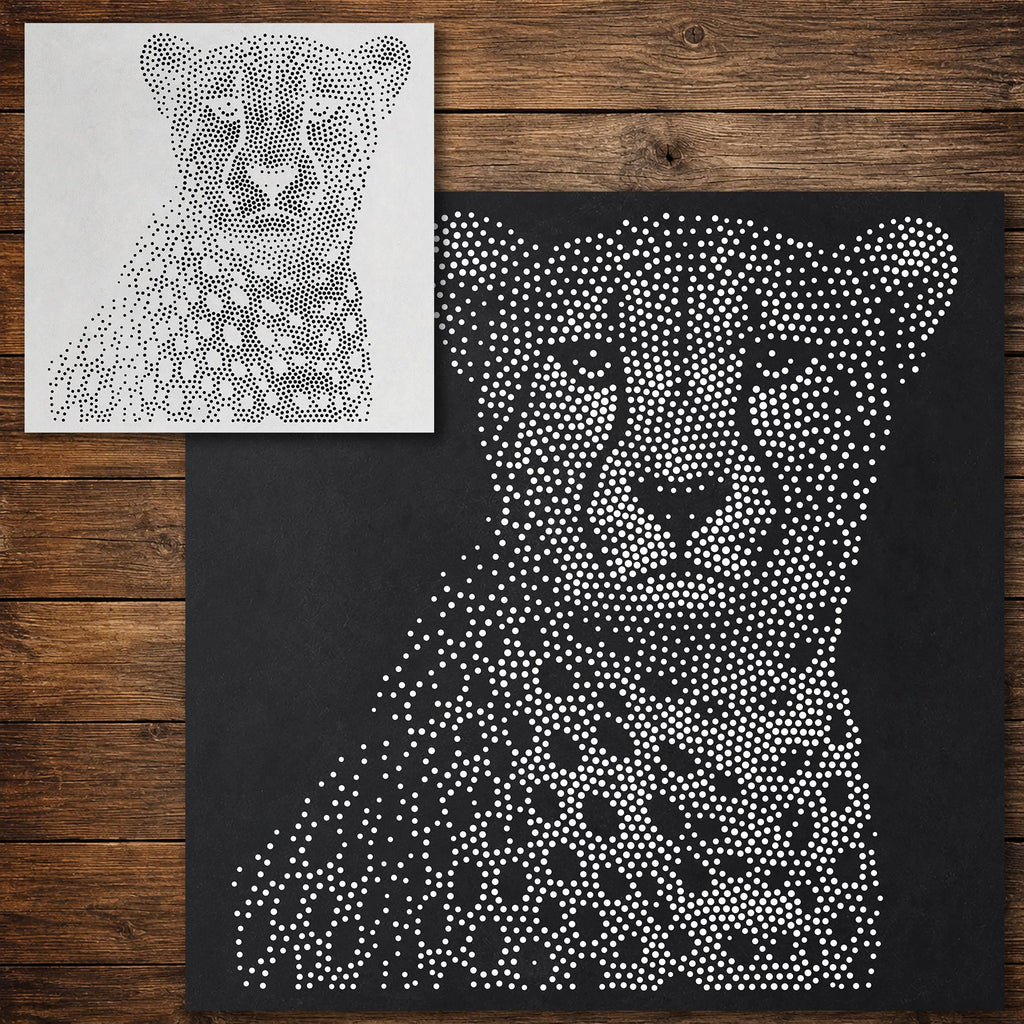 Cheetah Portrait reusable Mylar stencil