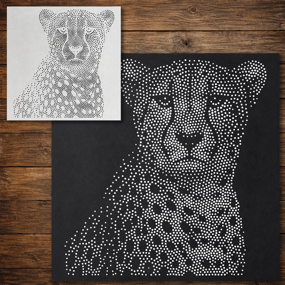 Cheetah Portrait reusable Mylar stencil