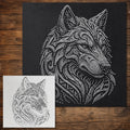 Tribal Wolf Head reusable Mylar stencil