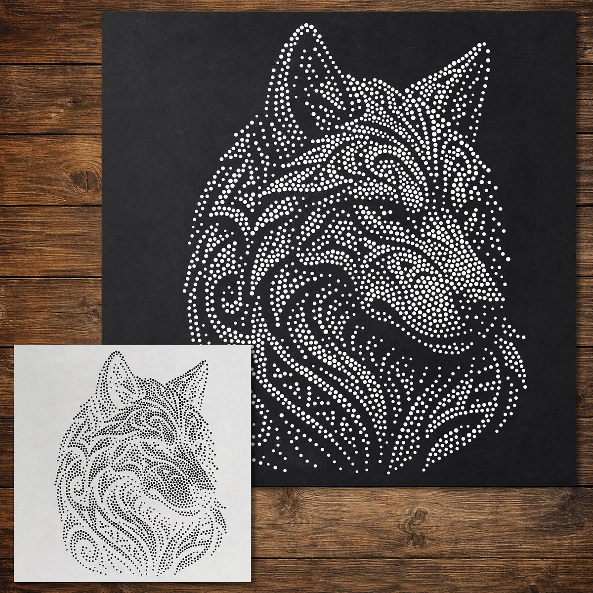 Tribal Wolf Head reusable Mylar stencil