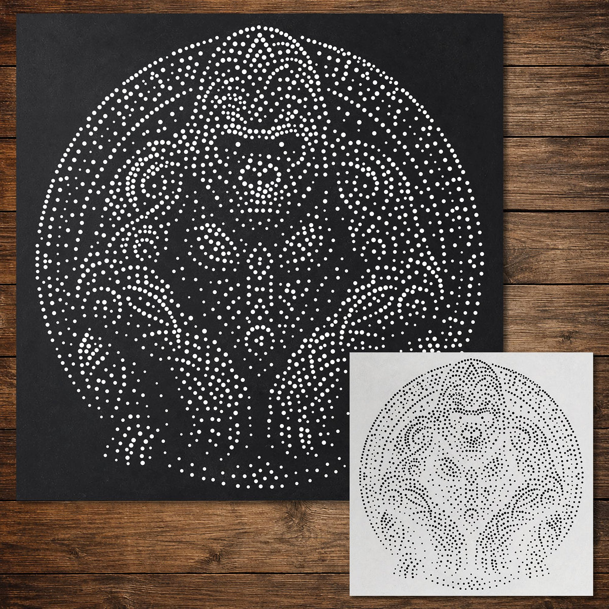 Tribal Gorilla Mandala reusable Mylar stencil