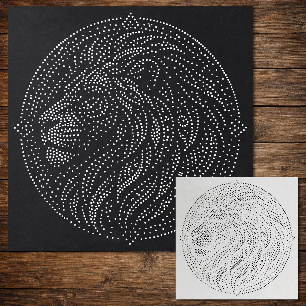 Tribal Lion Mandala reusable Mylar stencil