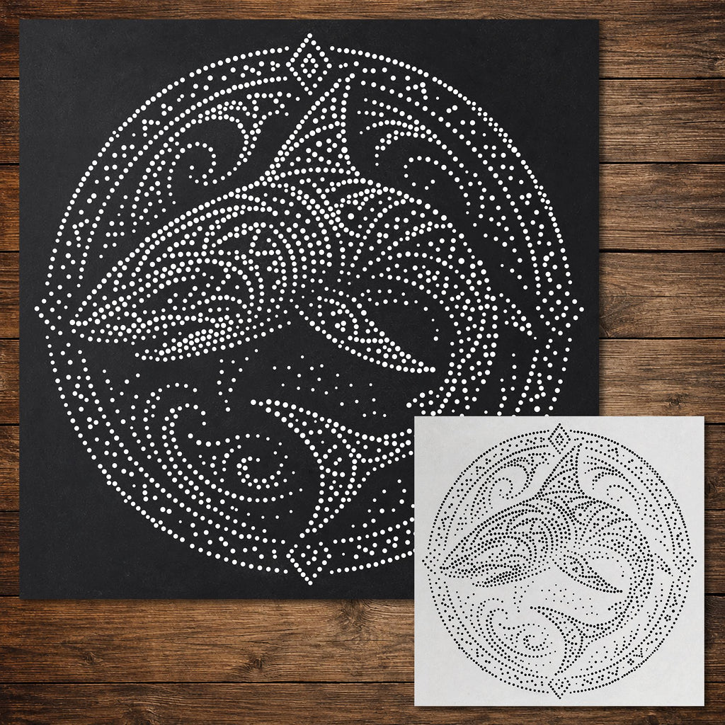 Tribal Shark Mandala reusable Mylar stencil