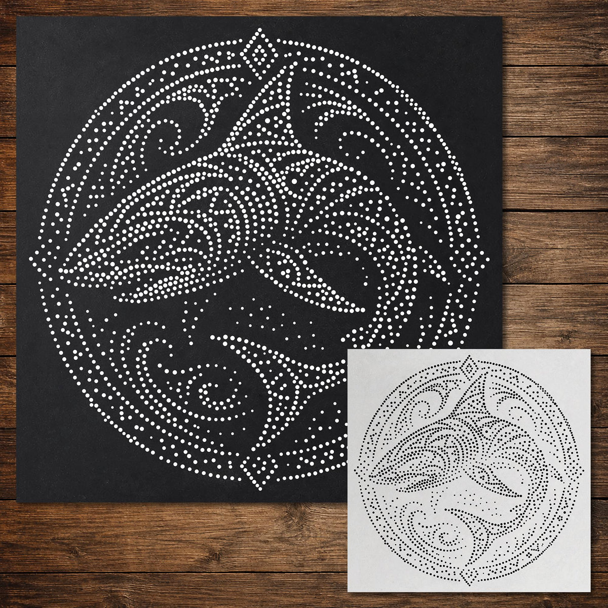 Tribal Shark Mandala reusable Mylar stencil