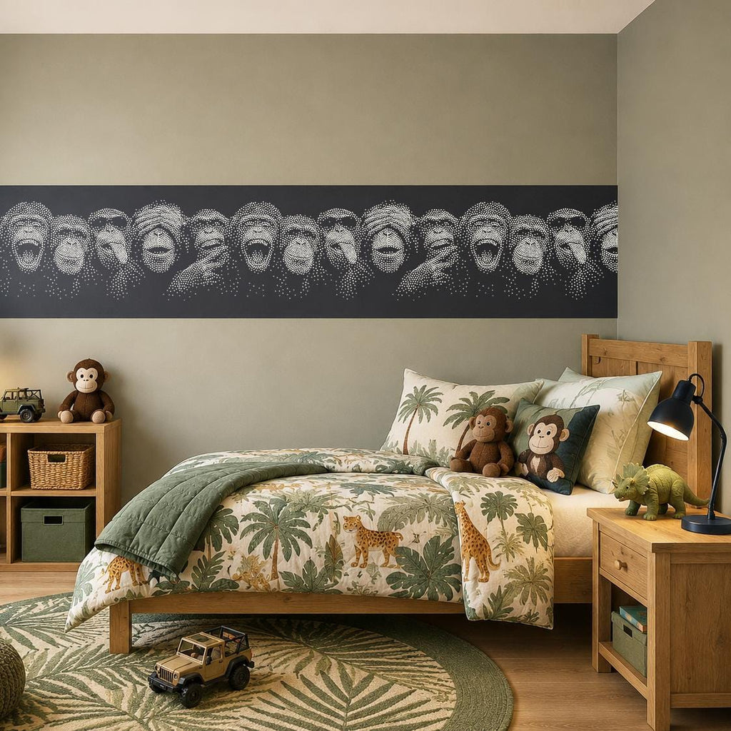 Repeating Chimpanzee Wall reusable Mylar stencil
