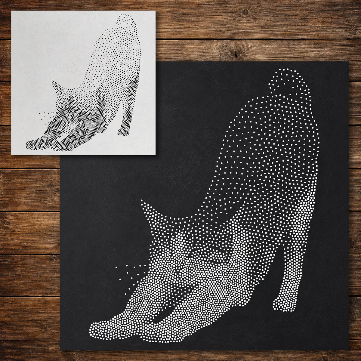 Cat Stretching reusable Mylar stencil