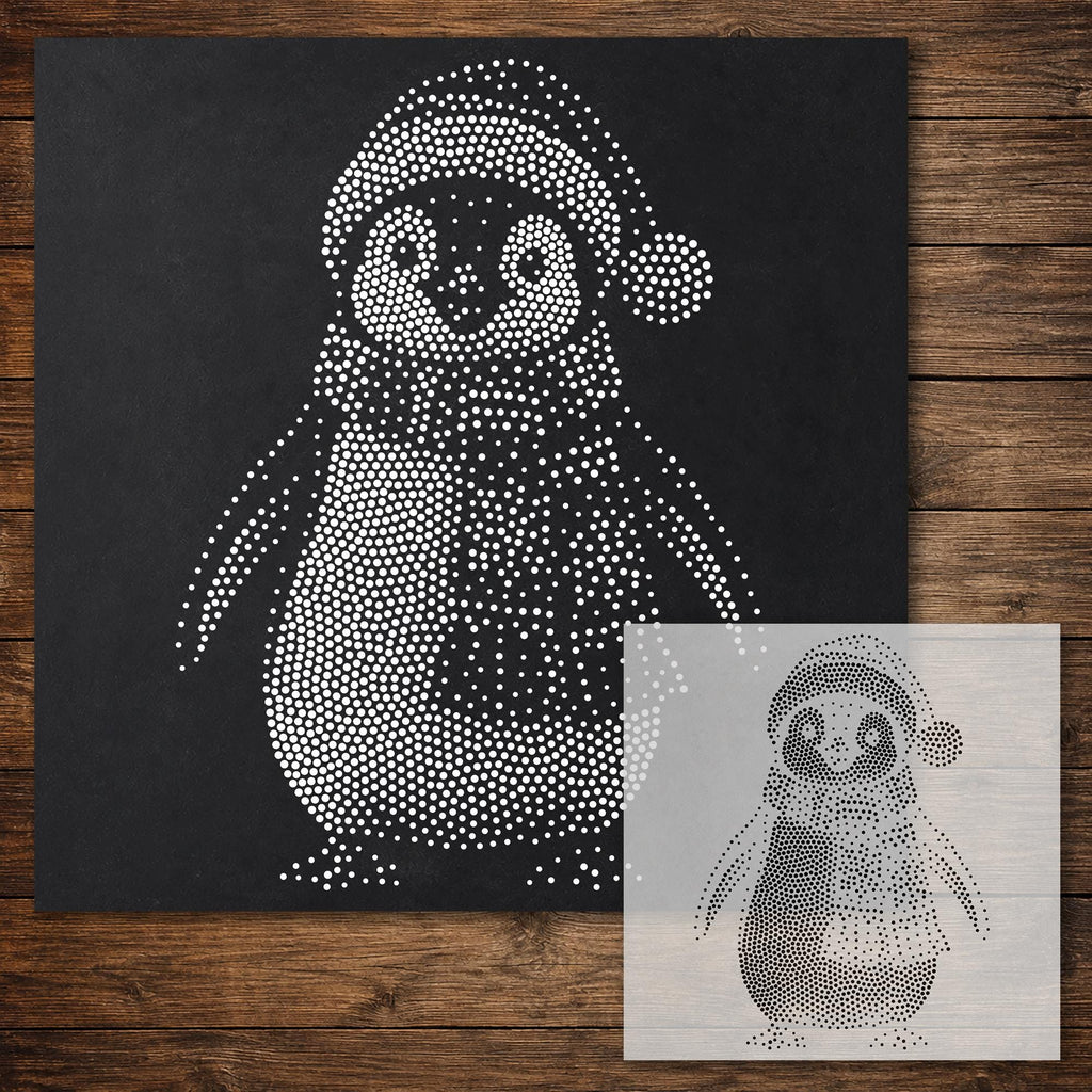 Christmas Penguin reusable Mylar stencil