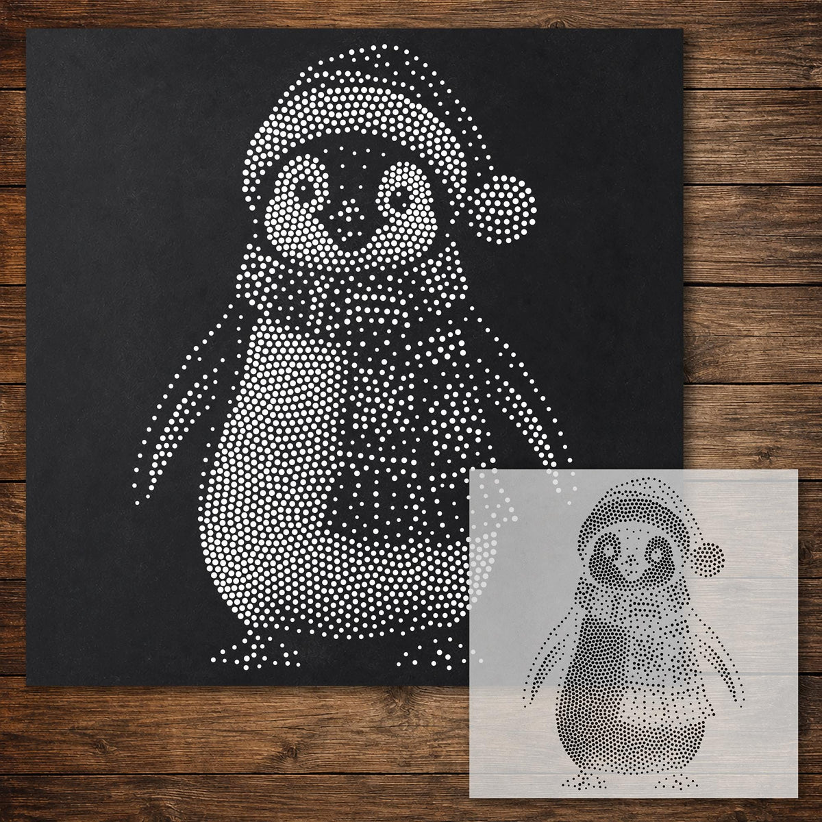 Christmas Penguin reusable Mylar stencil