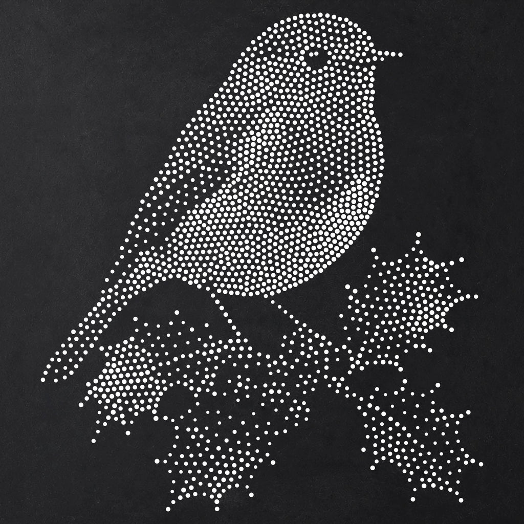 Christmas Robin with Holly reusable Mylar stencil