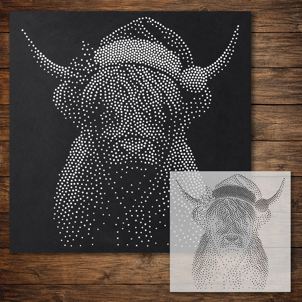 Christmas Highland Cow reusable Mylar stencil