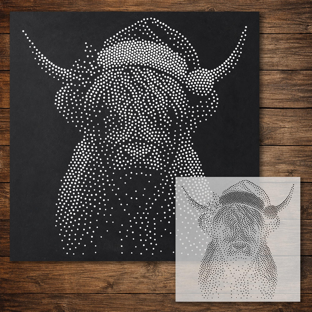 Christmas Highland Cow reusable Mylar stencil